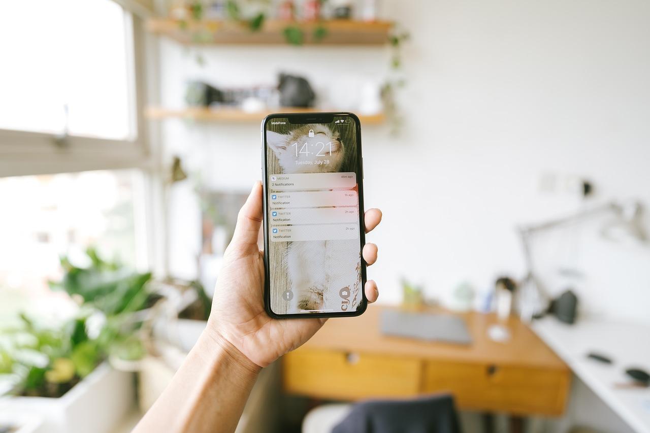 A hand holds a smartphone showing app icons, symbolising a household manager checking a digital domestic-worker rating app