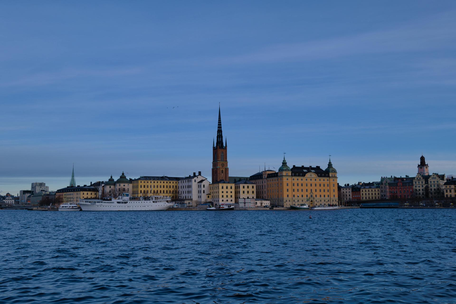 Stockholm skyline viewed across water at daytime, the host city of the annual Kenya Cultural Day for the Nordic diaspora.