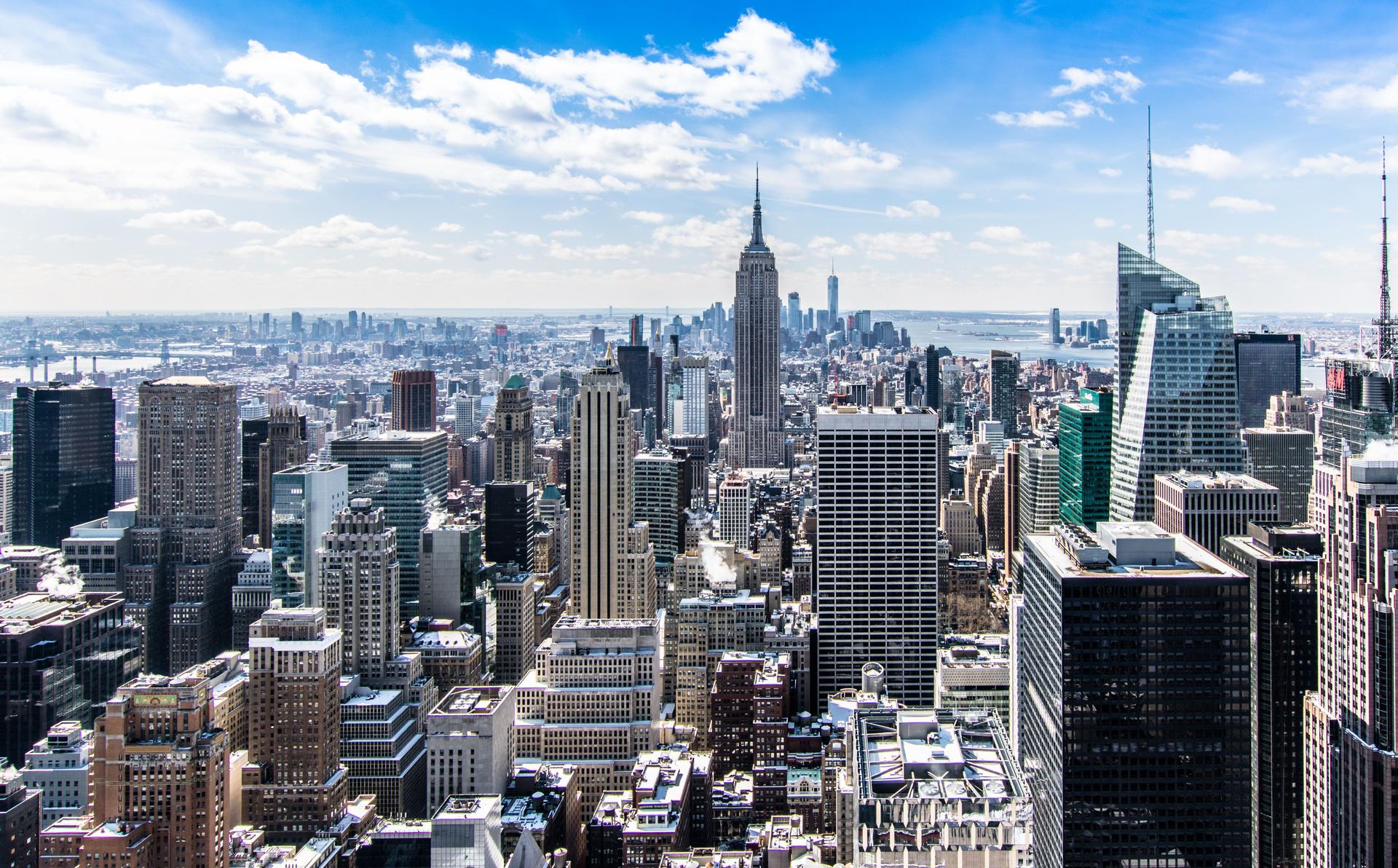 Aerial view of Manhattan at dusk, the city whose policing model Kenyan officials studied this week