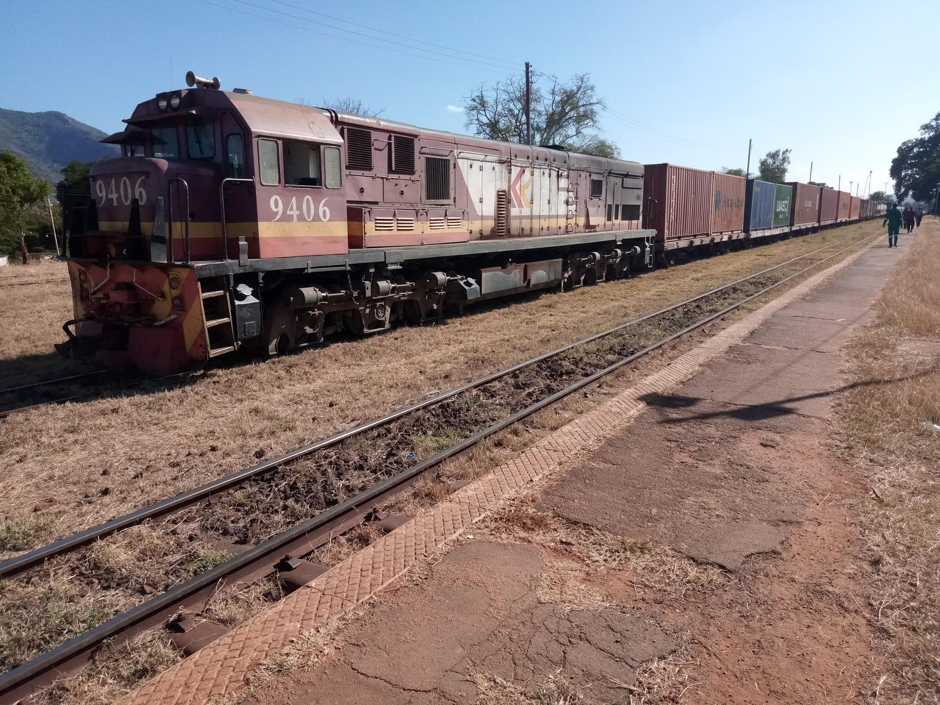 A Kenya Railways 94 Class diesel locomotive sits at the old Voi Railway Station, evoking the metre-gauge heritage now reactivated on the Nyahururu line.
