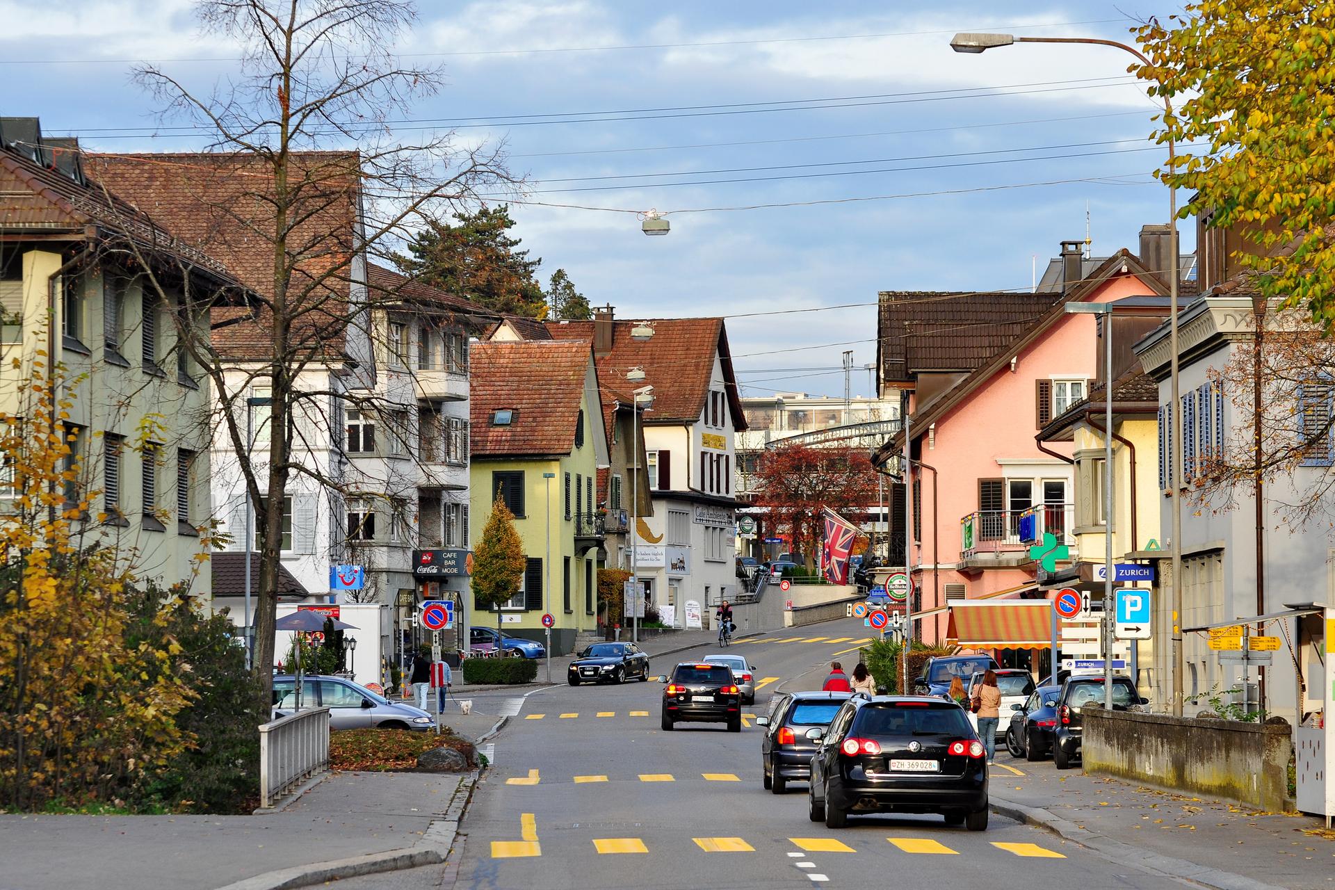 A street view of Bahnhofstrasse in Dübendorf, Switzerland, the suburb of Zurich where the Mutaagas were finally buried.