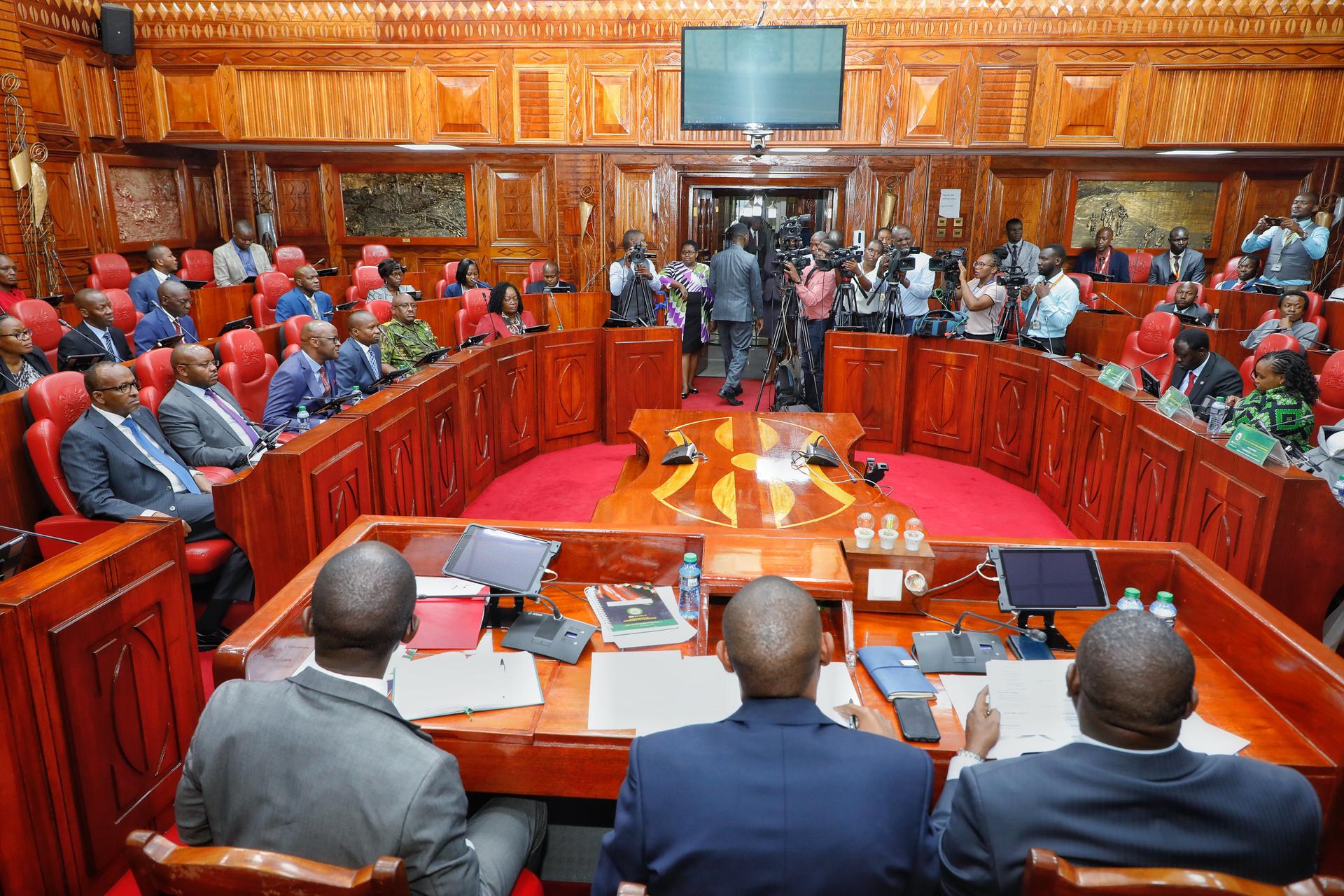 Floor entrance hall of the Kenya National Assembly inside Parliament Buildings in Nairobi.