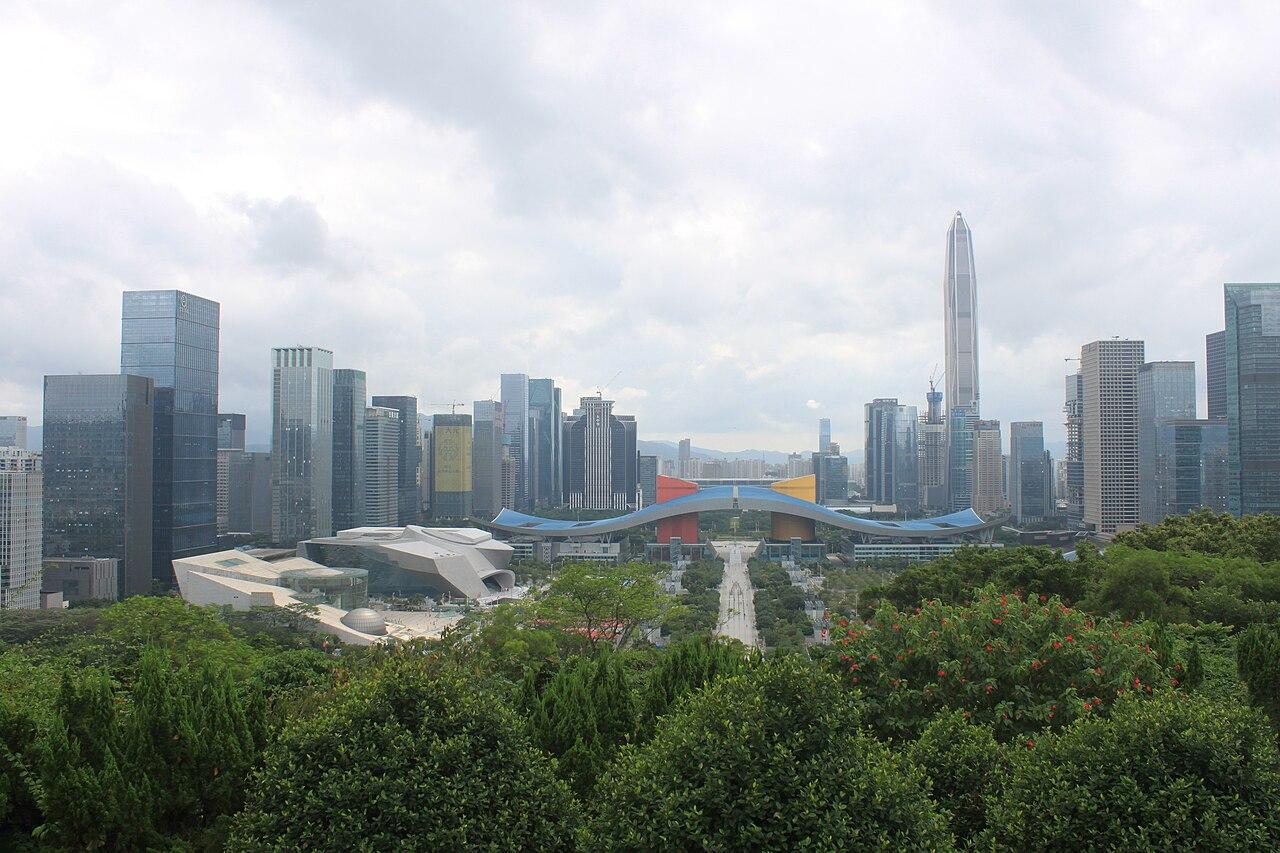 The Shenzhen skyline rising over Futian district, the Chinese tech capital hosting the Huawei ICT Competition global finals
