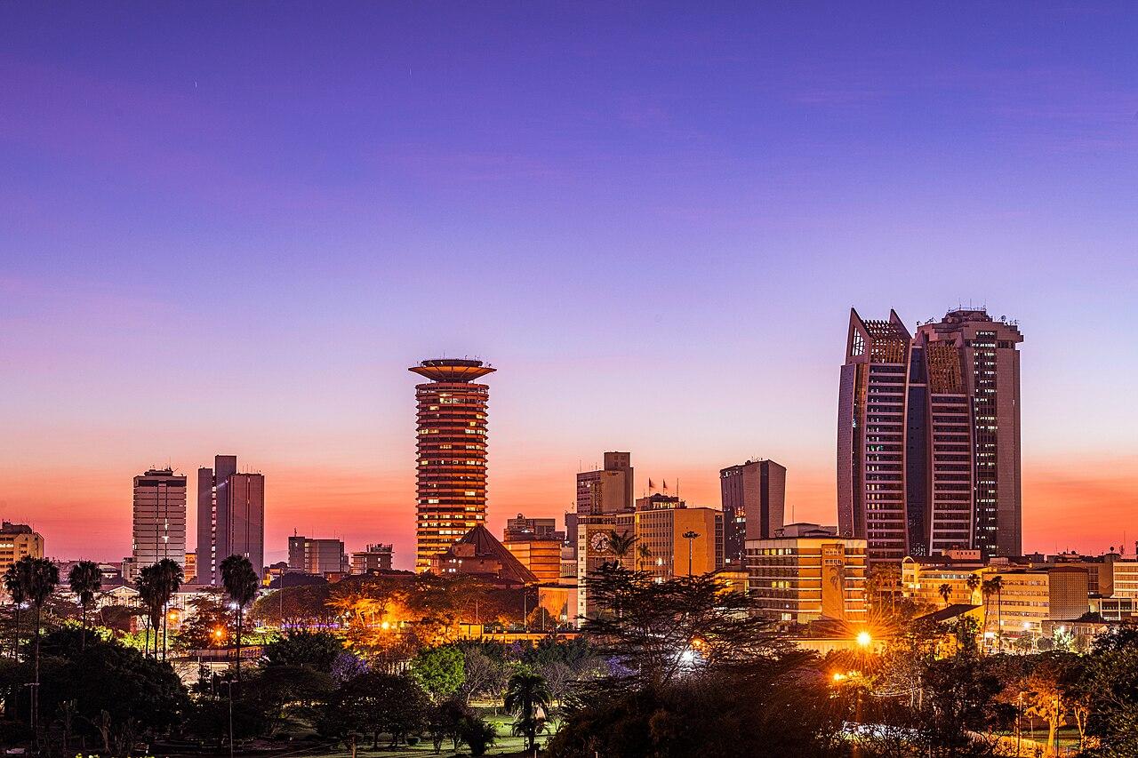 Nairobi's high-rise skyline under a clear sky, the political heart of Kenya as the 2027 election contest takes shape