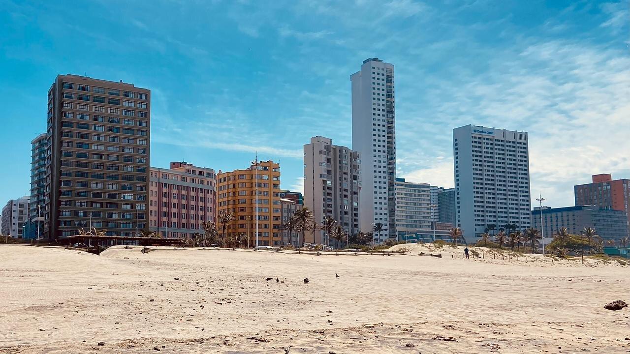 City buildings along the beachfront in Durban, South Africa, where many foreign nationals have faced anti-migrant threats.