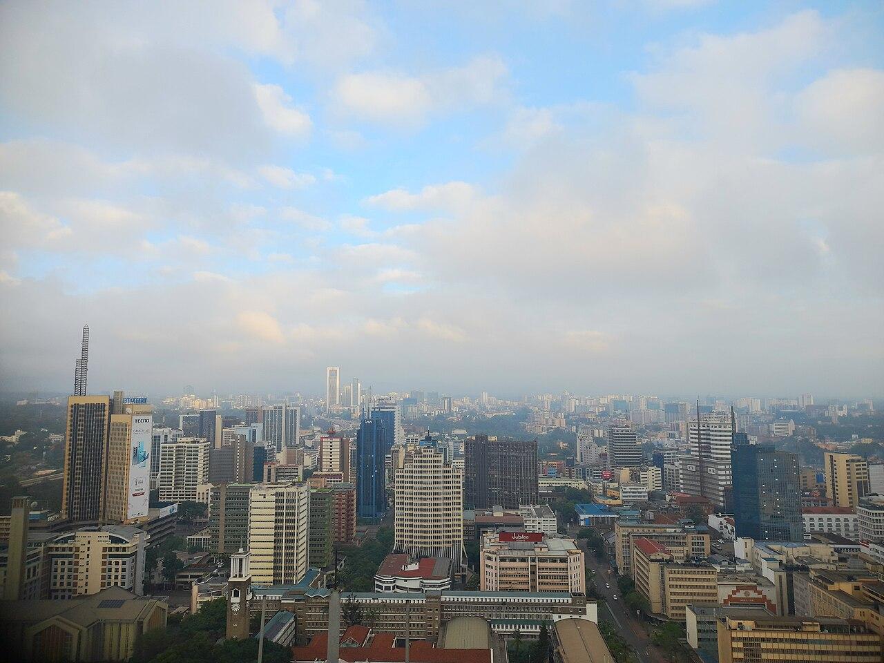 Nairobi's city skyline at dawn, illustrating Kenya's bid to become an East African hub for artificial-intelligence talent.