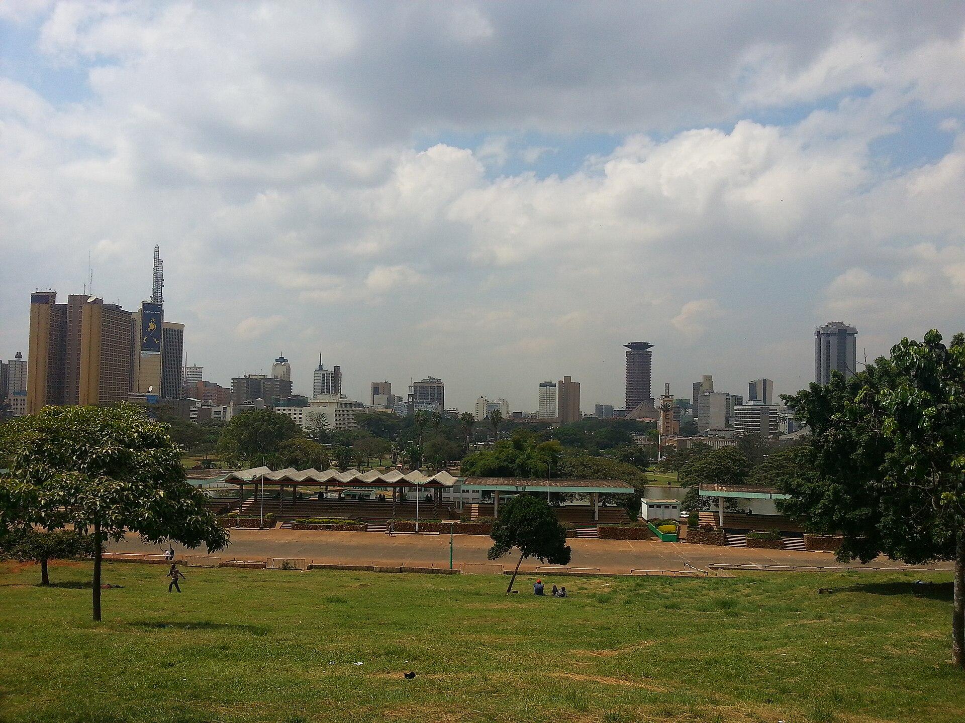 The Nairobi city skyline at dusk, the financial heart of the economy Kenya pitched to G7 investors