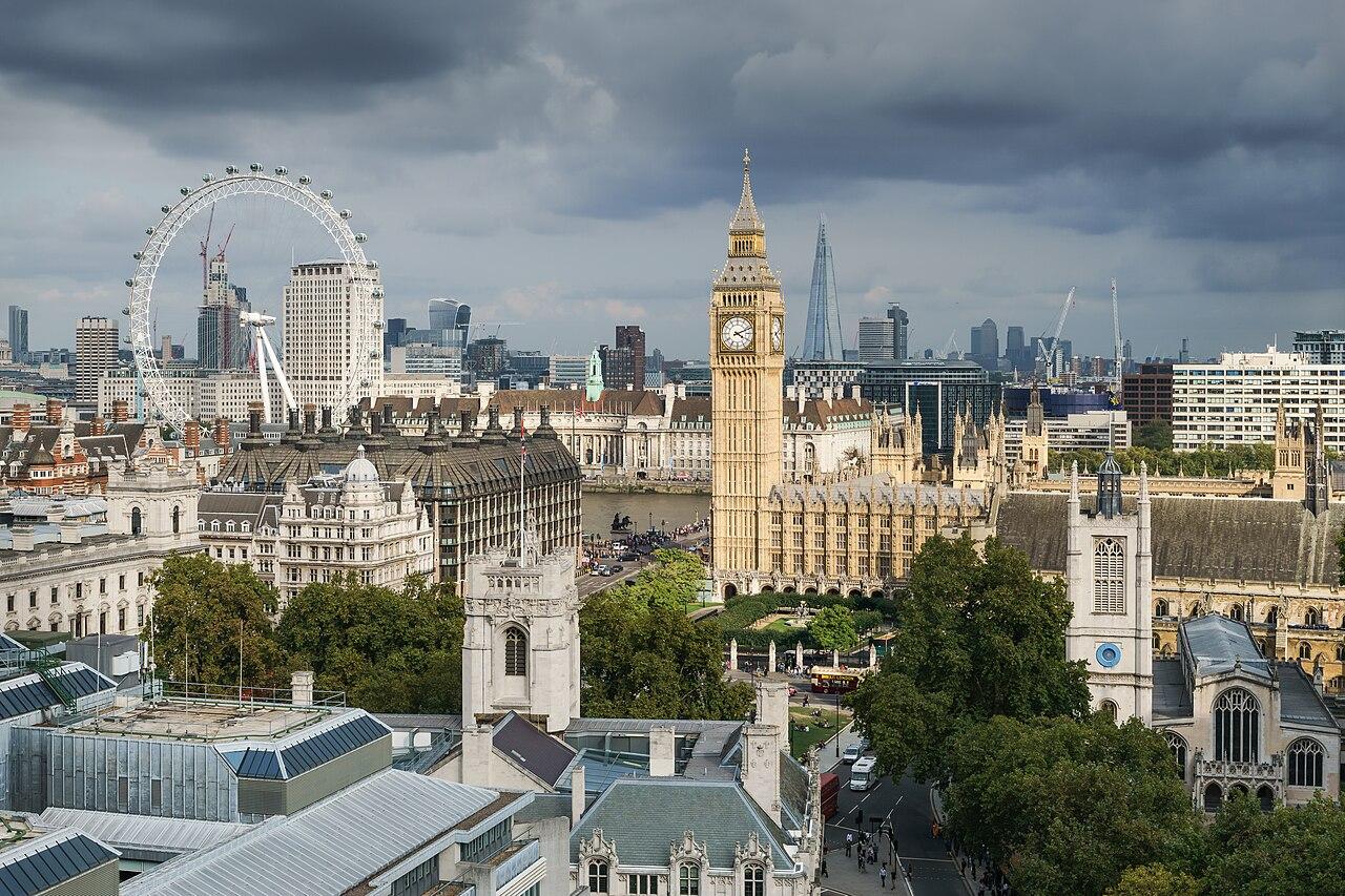 The Houses of Parliament and Big Ben beside the River Thames in Westminster, London