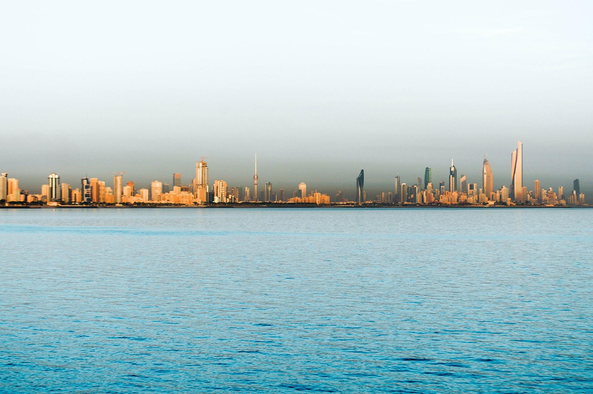 The Kuwait City skyline at dusk, a Gulf destination that has drawn tens of thousands of Kenyan domestic workers